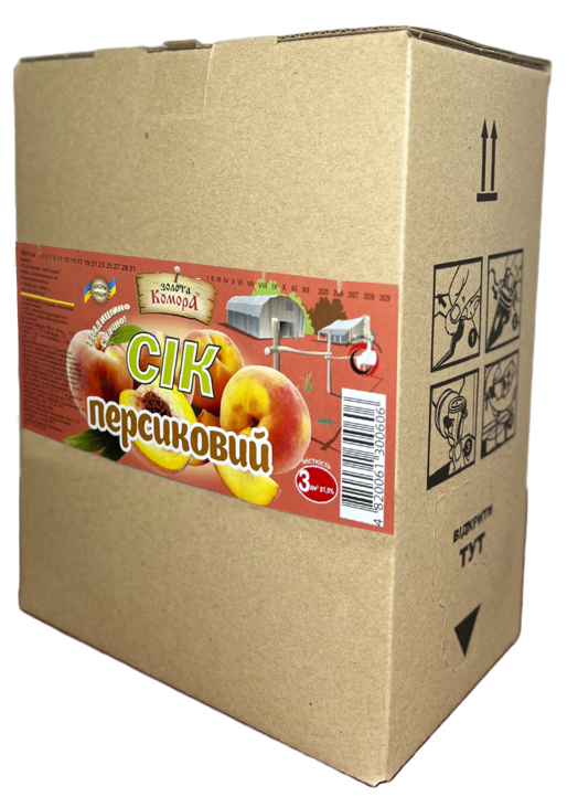 Сік Персиковий ТМ " Золота Комора " пастеризований 3000г відновлений,